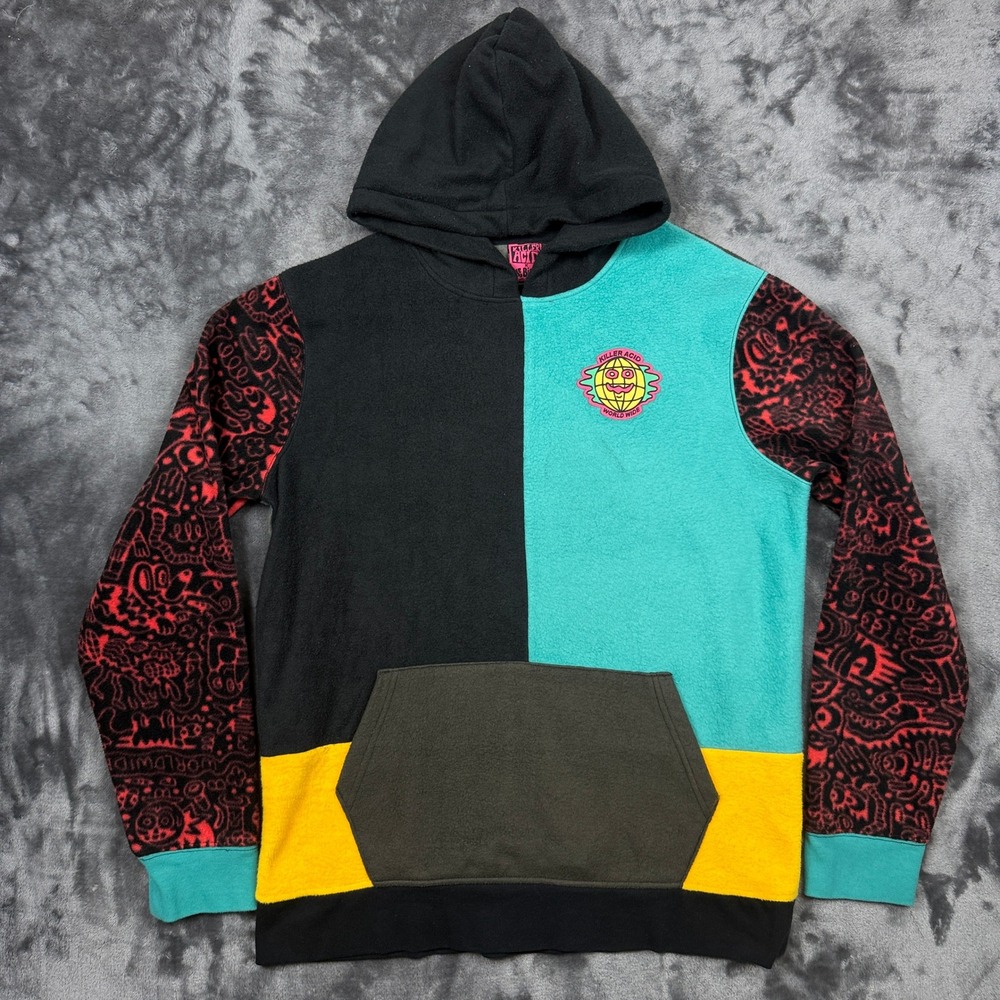 Killer Acid Fleece Hoodie Mens Large Multicolor Bindle Conspiracy Psychedelic